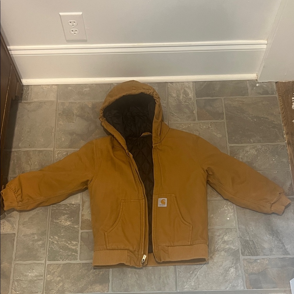 Carhartt Kids' Brown/Tan Hooded Insulated Puffer Jacket